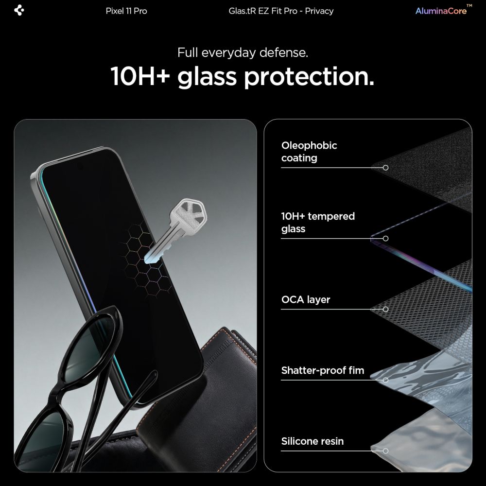 Spigen Glas.tR EZ Fit Pro HD Privacy -karkaistu lasi näytönsuojat (2 kpl) Pixel 9-11 Pro