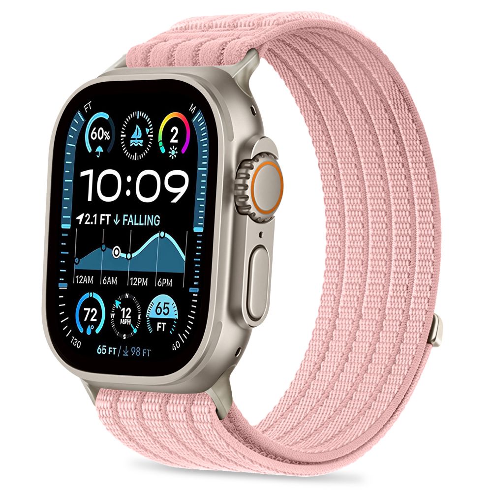 Tech-Protect-nylonurheiluranneke Apple Watch 44/45/46/49 mm - vaaleanpunainen