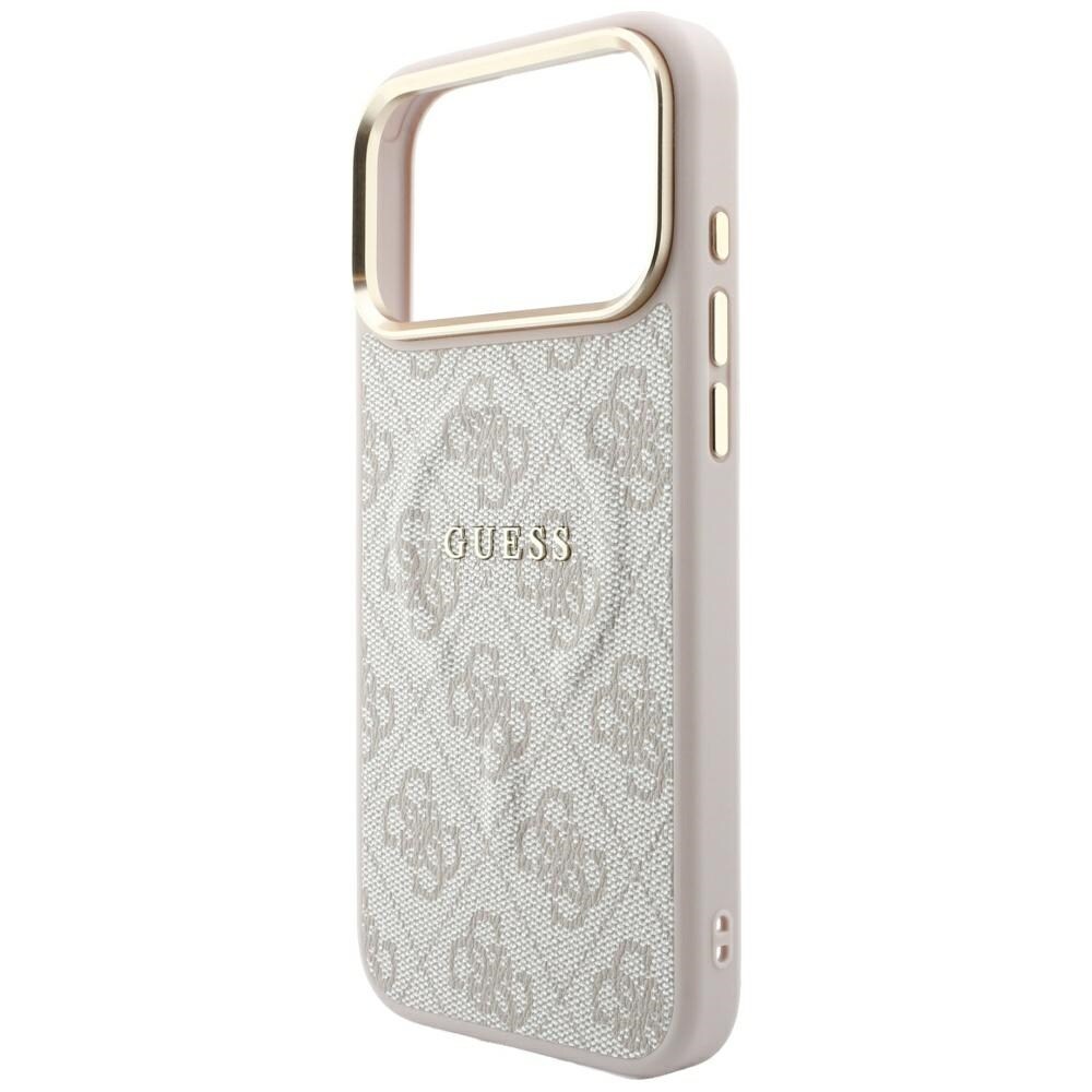 Guess Embossed 4G Classic MagSafe -kotelo iPhone 17 Pro Maxille / 18 Pro Maxille – vaaleanpunainen