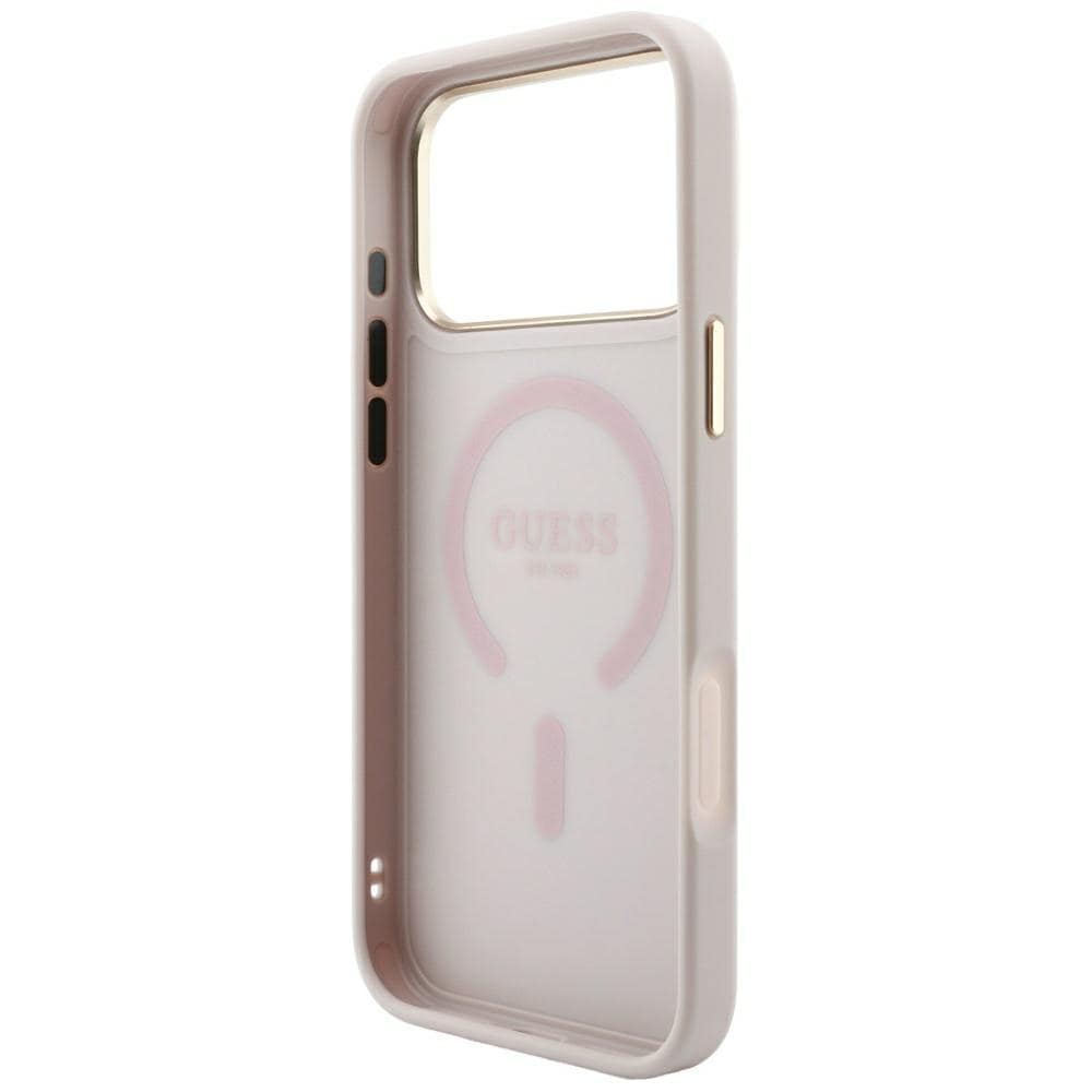 Guess Embossed 4G Classic MagSafe -kotelo iPhone 17 Pro Maxille / 18 Pro Maxille – vaaleanpunainen