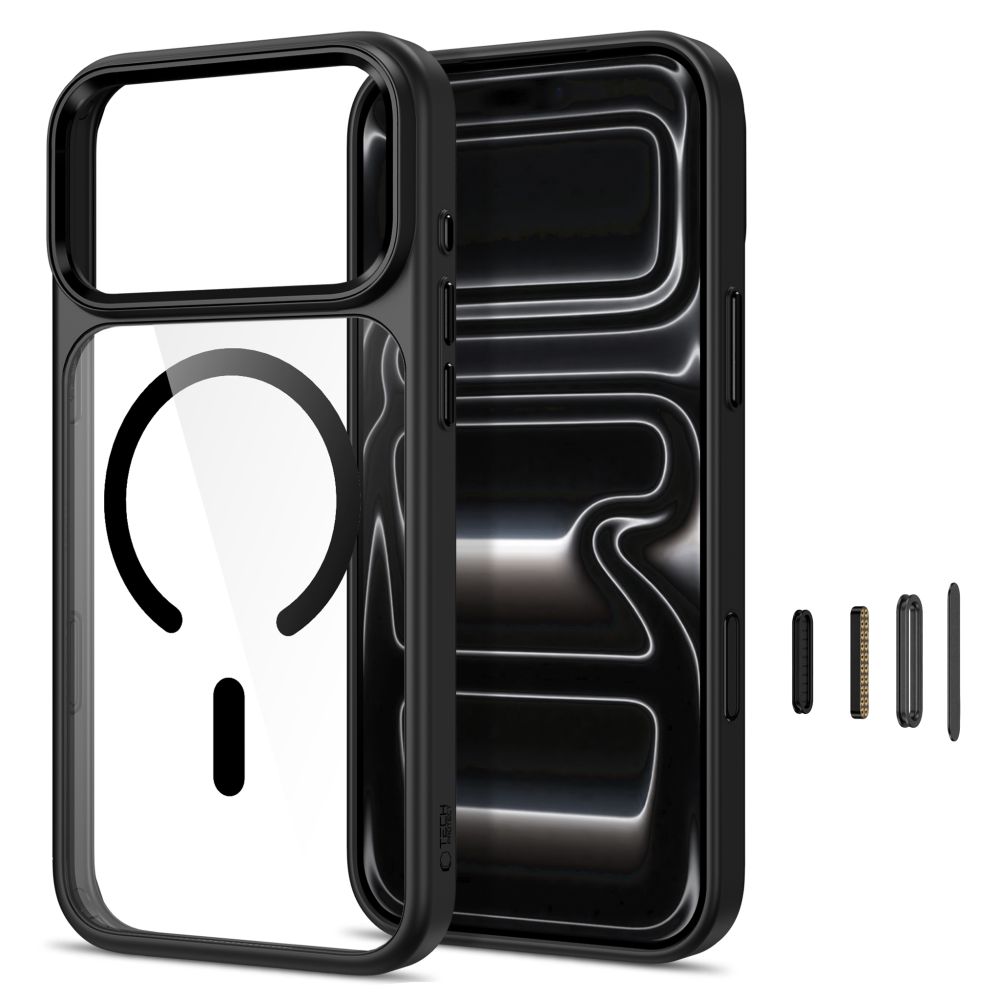 Tech-Protect Magmat Magsafe CC -suojakotelo iPhone 17 Pro / 18 Pro - Läpinäkyvä musta