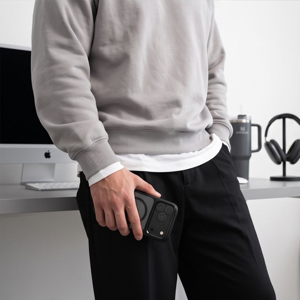 Tech-Protect Magmat Magsafe CC -suojakotelo iPhone 17 Pro / 18 Pro - Läpinäkyvä musta