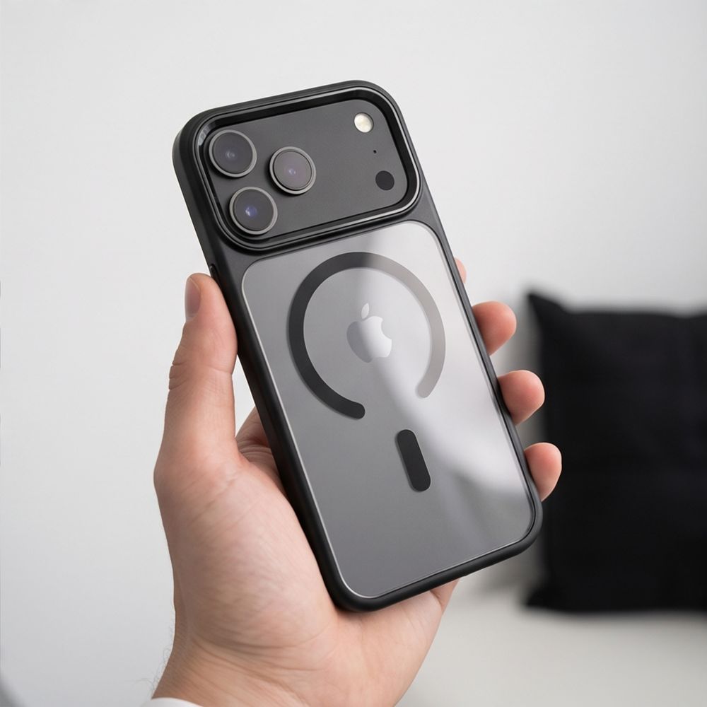 Tech-Protect Magmat Magsafe CC -suojakotelo iPhone 17 Pro / 18 Pro - Läpinäkyvä musta