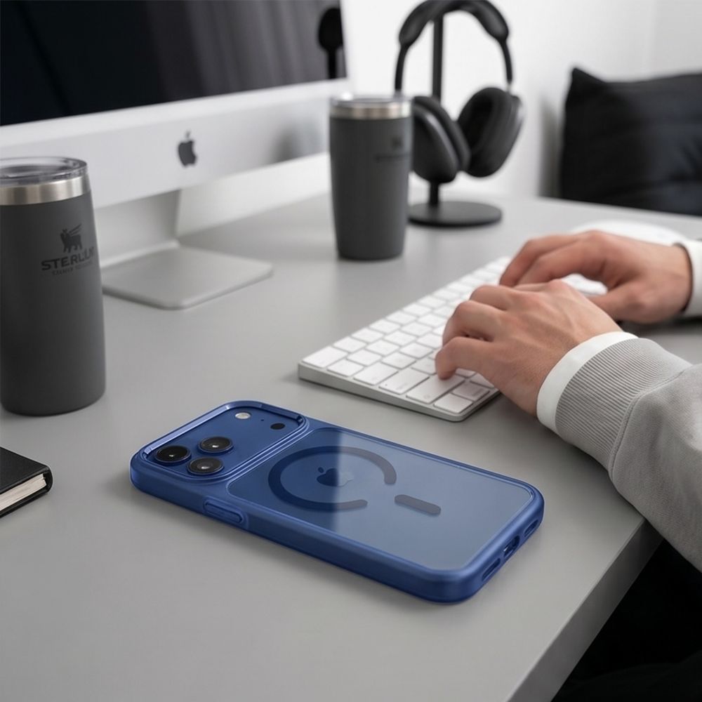 Tech-Protect Magmat MagSafe CC -suojakotelo iPhone 17/18 Pro Max - Läpinäkyvä tummansininen