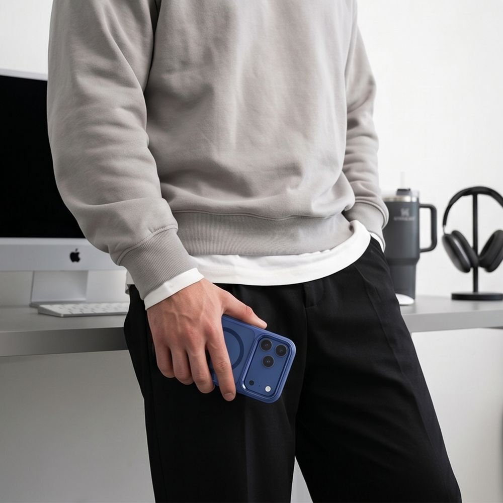 Tech-Protect Magmat MagSafe CC -suojakotelo iPhone 17/18 Pro Max - Läpinäkyvä tummansininen