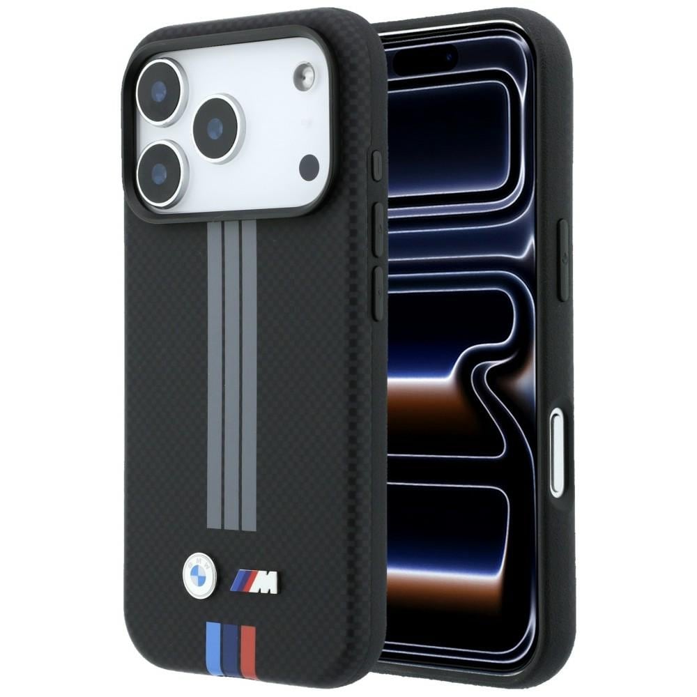 BMW M Quadrille Kevlar MagSafe -suojakotelo, antrasiitti/kolmiväri, iPhone 17/18 Pro, musta