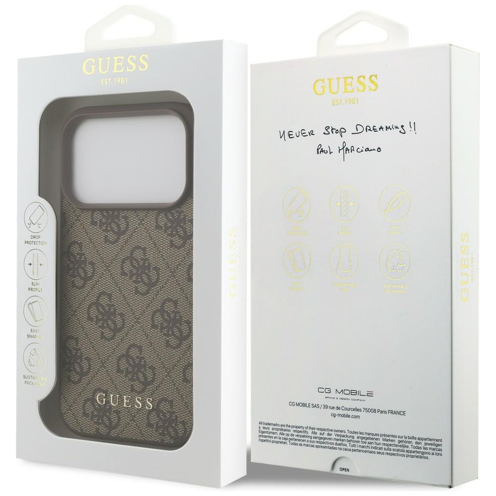 Guess 4G Classic -suojakotelo iPhone 17 Pro / 18 Pro - ruskea
