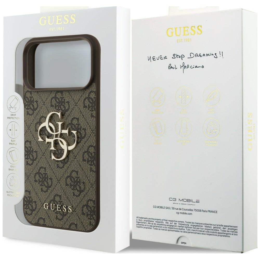 Guess 4G -kotelo, jossa iso logo, iPhone 17 Pro / 18 Pro - Ruskea