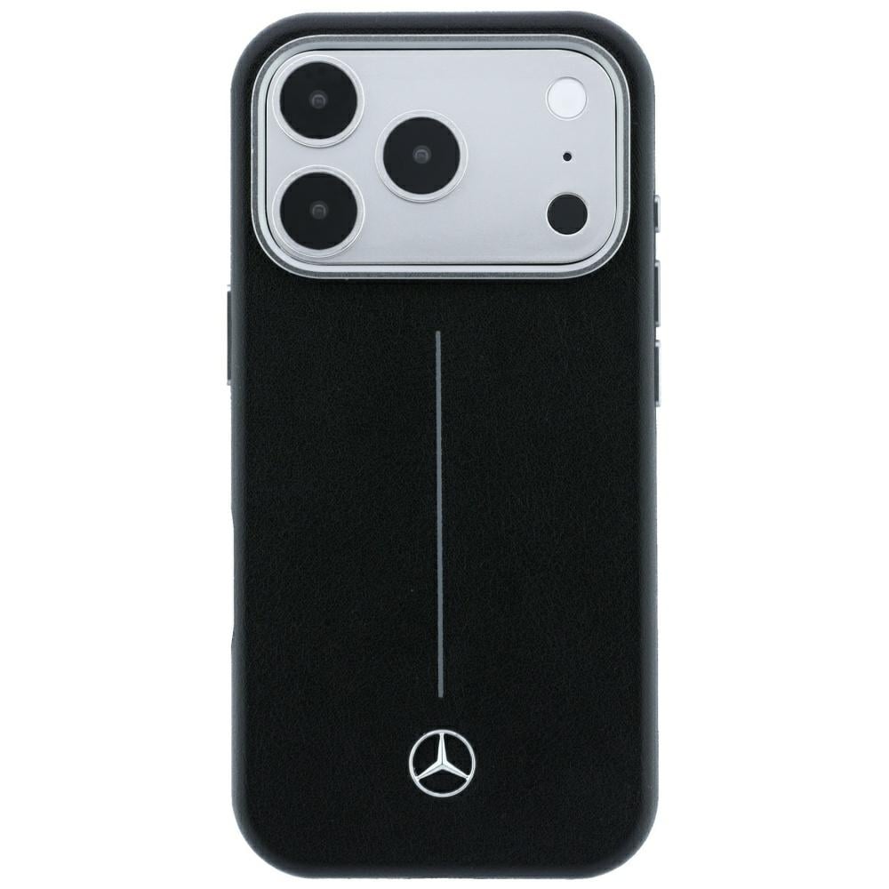 Mercedes-nahkainen osittain ympäröivä Iconic Line MagSafe -suojakotelo iPhone 18/17 Pro Max - Musta