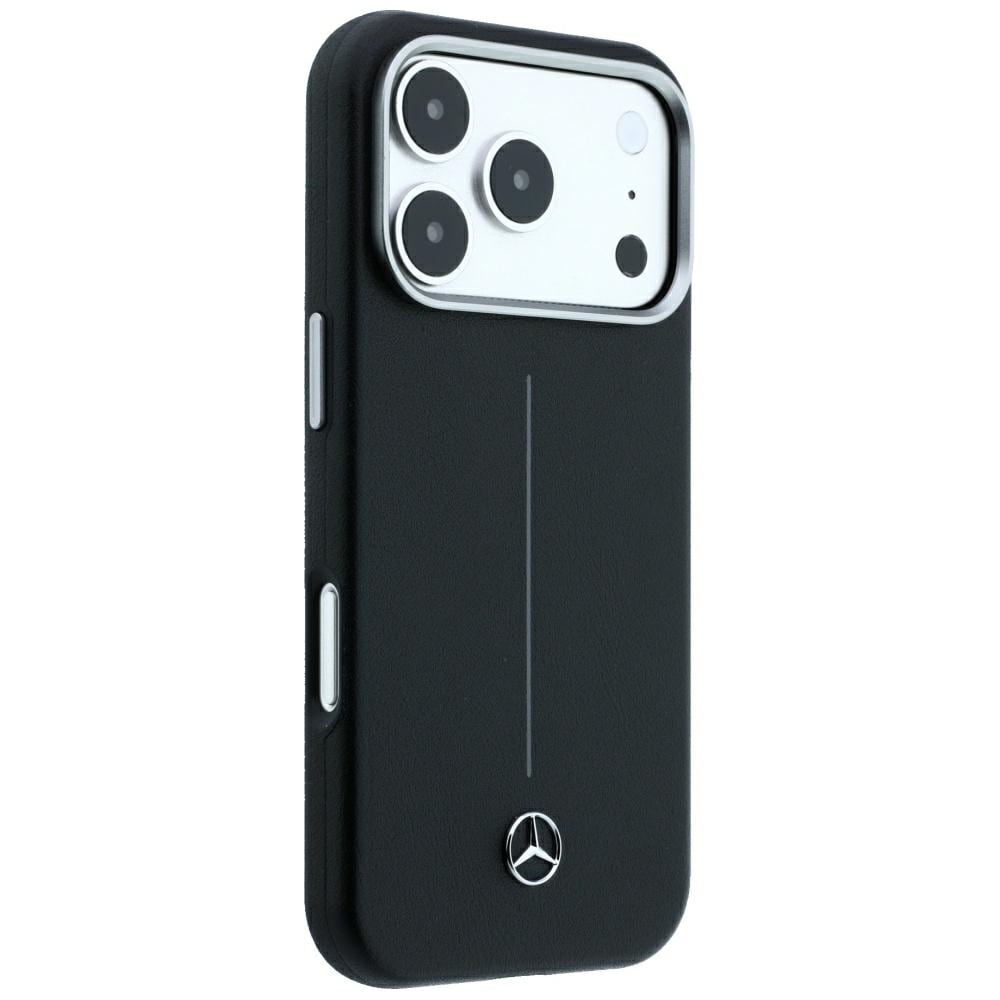 Mercedes-nahkainen osittain ympäröivä Iconic Line MagSafe -suojakotelo iPhone 18/17 Pro Max - Musta