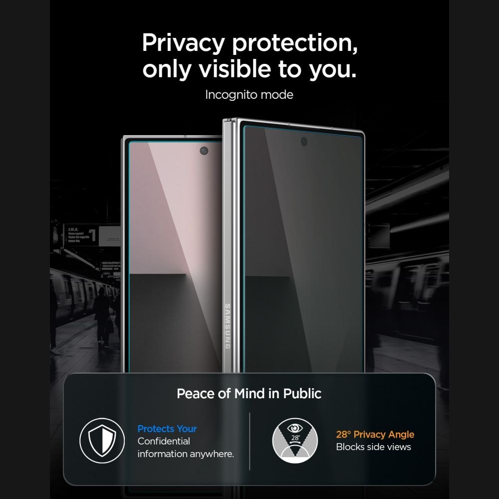 Spigen Glas.tR EZ Fit Pro HD Privacy -karkaistu lasi, 2 kpl, Samsung Galaxy Z Fold 7/8 Ultra