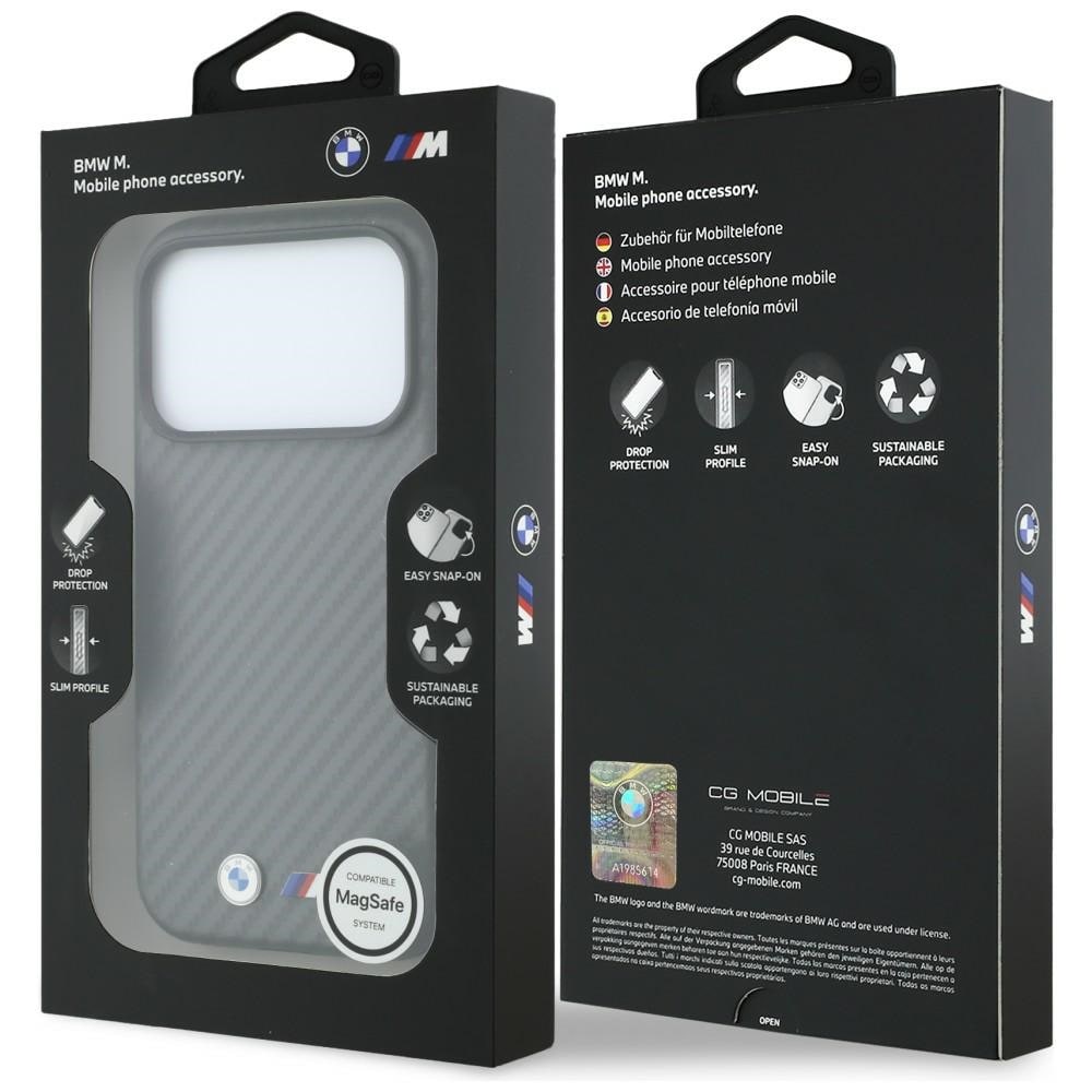 BMW M Carbon Metal -logoinen MagSafe-kotelo iPhone 17 Pro / 18 Pro - harmaa