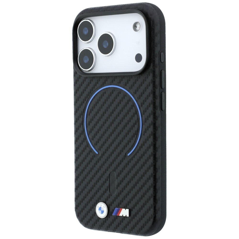 BMW -hiilikuitukuvioinen MagSafe-suojakotelo iPhone 17 Pro / 18 Pro - Musta
