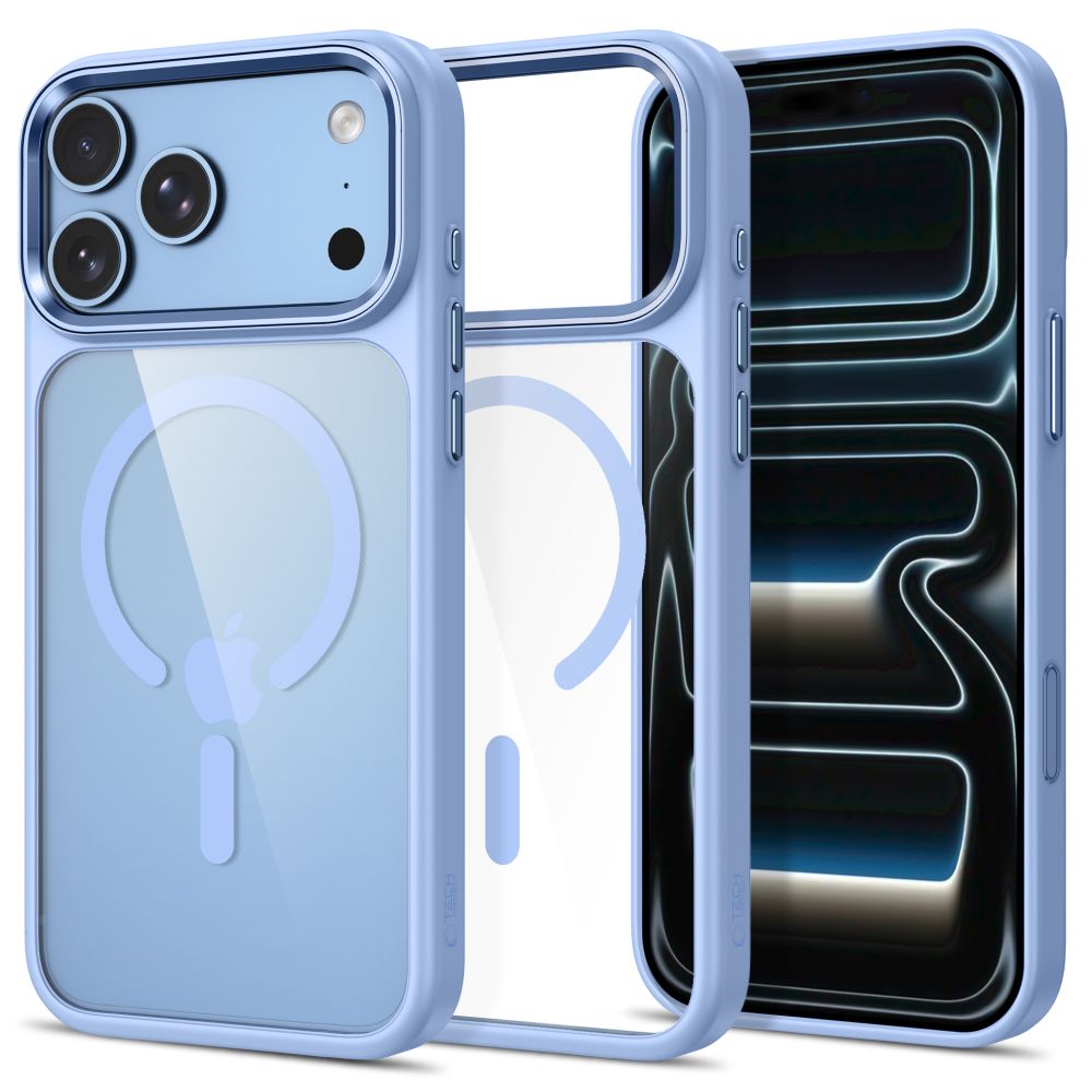 Tech-Protect Magmat MagSafe CC -suojakotelo iPhone 17/18 Pro Max - läpinäkyvä vaaleansininen