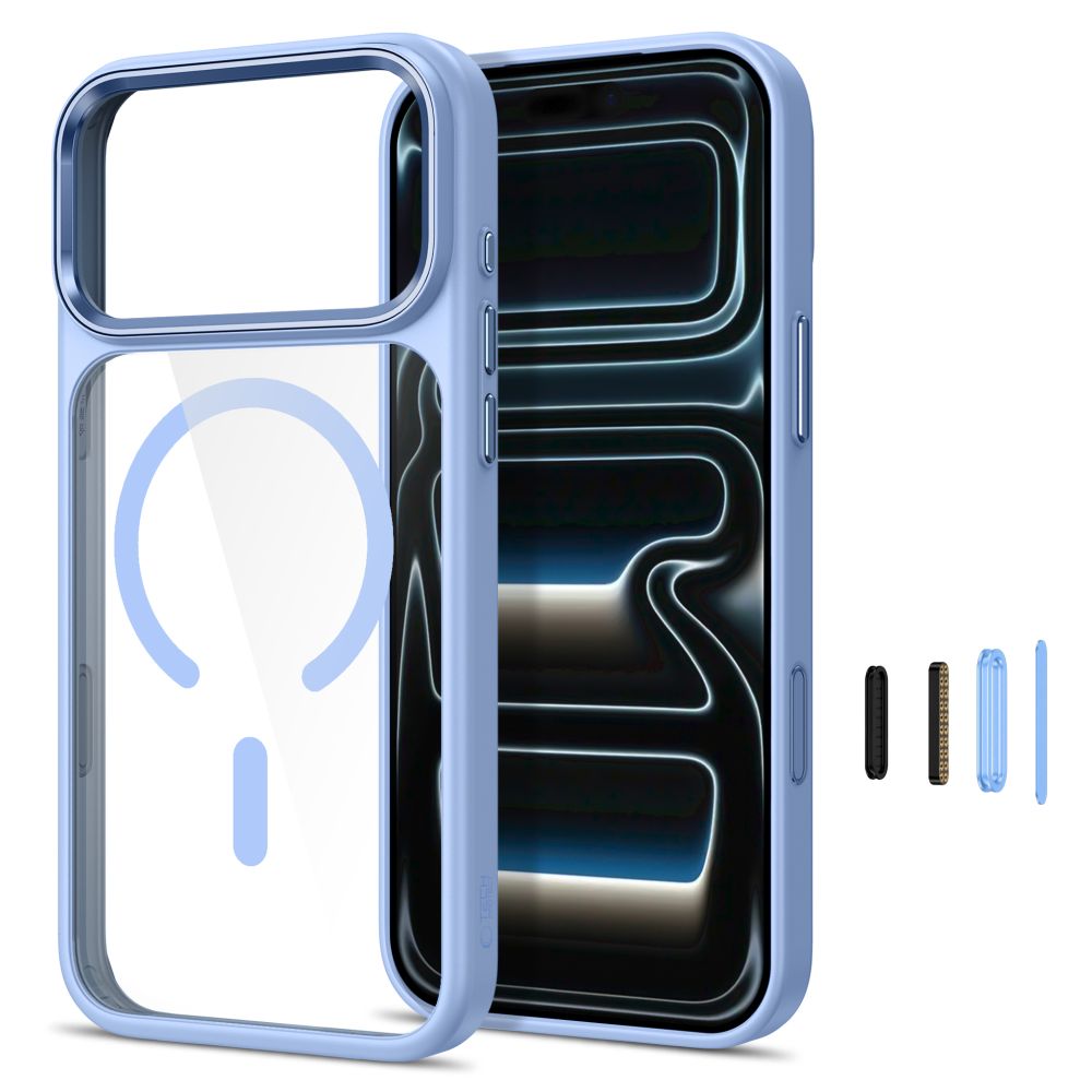 Tech-Protect Magmat MagSafe CC -suojakotelo iPhone 17/18 Pro Max - läpinäkyvä vaaleansininen