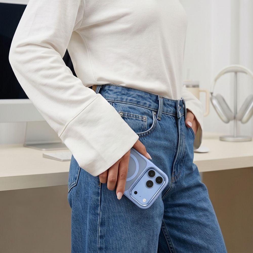 Tech-Protect Magmat MagSafe CC -suojakotelo iPhone 17/18 Pro Max - läpinäkyvä vaaleansininen