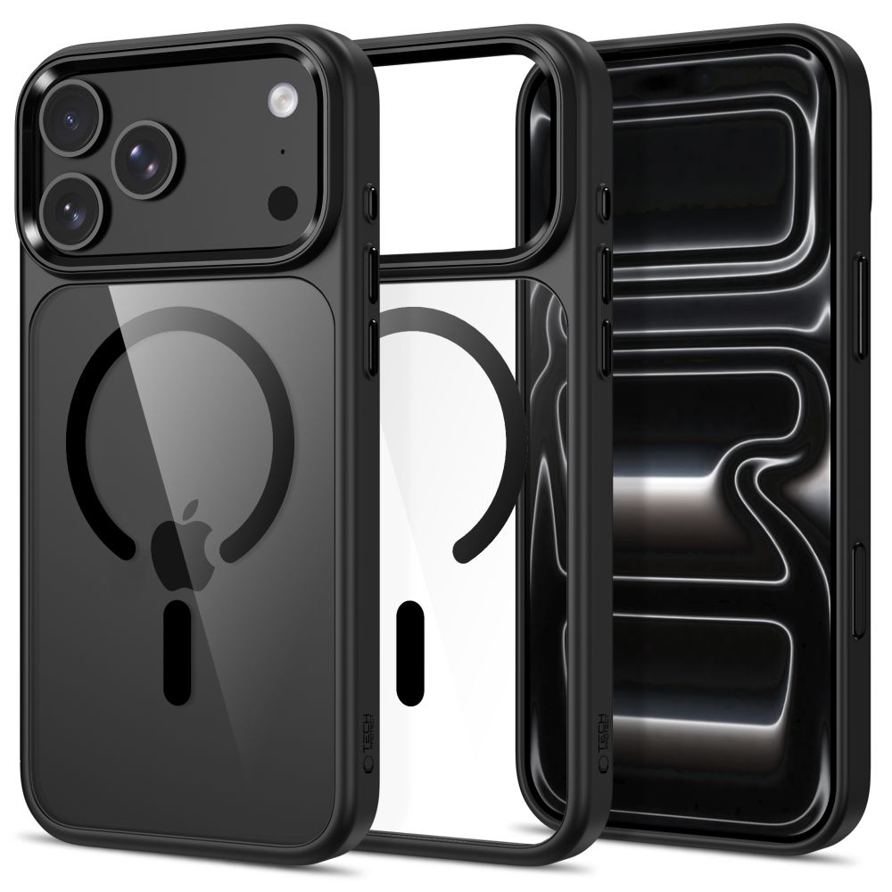 Tech-Protect Magmat Magsafe CC -kotelo iPhone 17 Pro Maxille / 18 Pro Maxille – läpinäkyvä musta