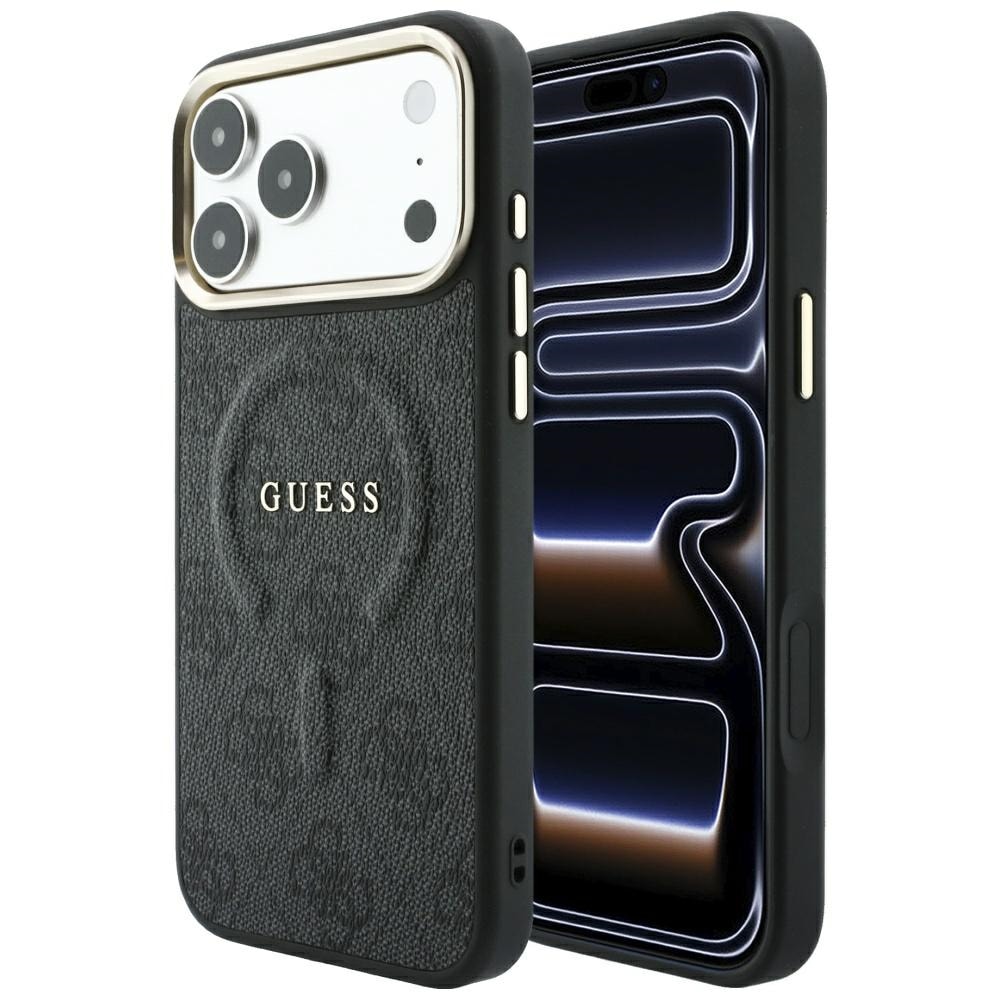 Guess Embossed 4G Classic MagSafe -suojakotelo iPhone 17 Pro / 18 Pro - Musta
