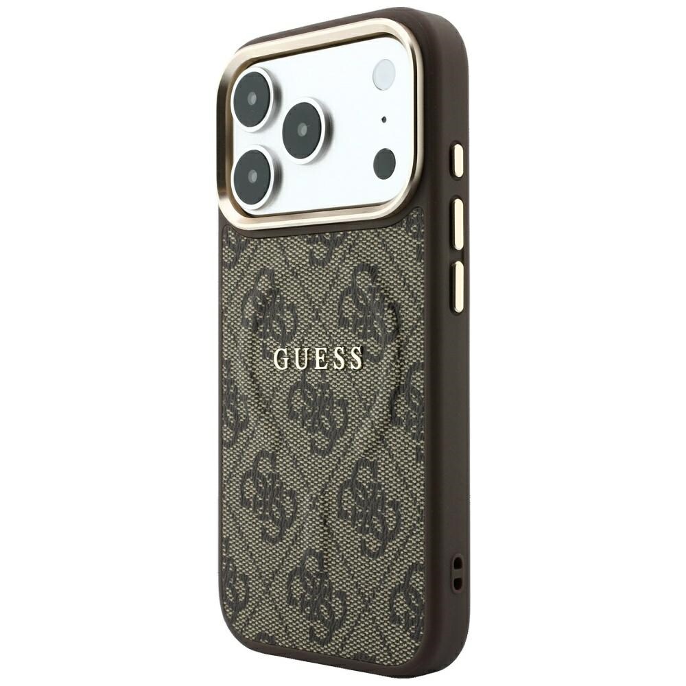 Guess Embossed 4G Classic MagSafe -suojakotelo iPhone 17 Pro Max / 18 Pro Max -ruskea