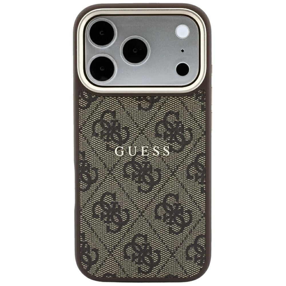 Guess Embossed 4G Classic MagSafe -suojakotelo iPhone 17 Pro Max / 18 Pro Max -ruskea