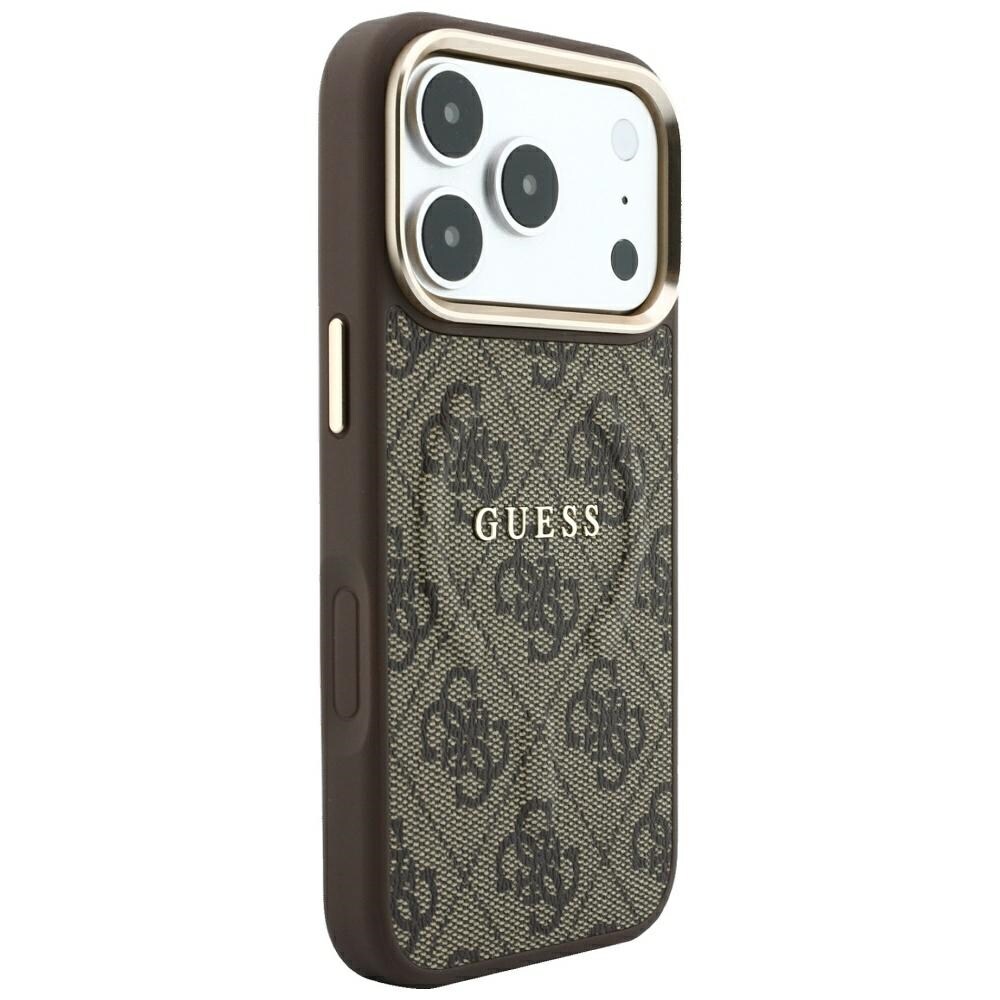 Guess Embossed 4G Classic MagSafe -suojakotelo iPhone 17 Pro Max / 18 Pro Max -ruskea