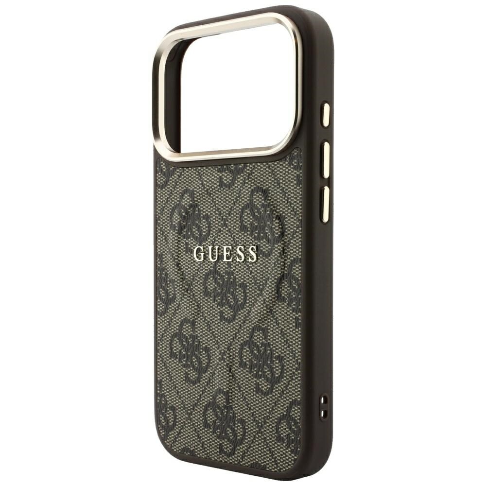 Guess Embossed 4G Classic MagSafe -suojakotelo iPhone 17 Pro Max / 18 Pro Max -ruskea