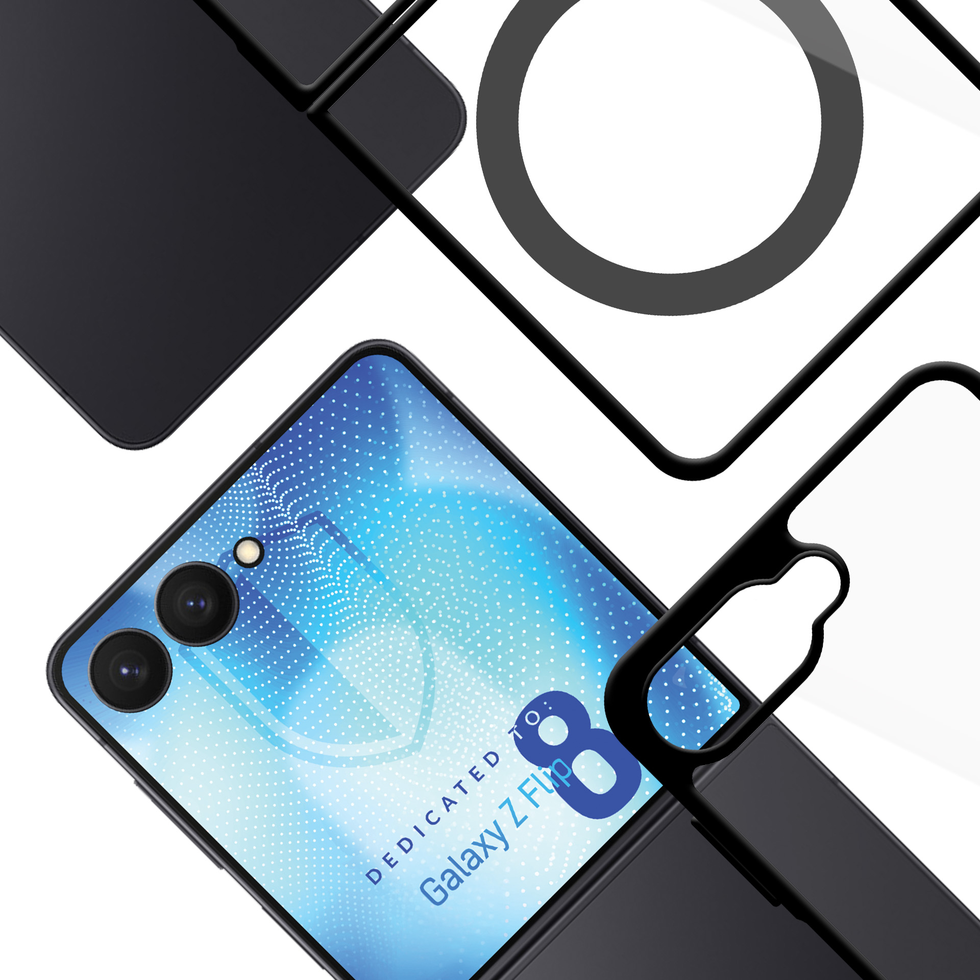 3mk Satin Armor Case+ Flip -kotelo Samsung Galaxy Z Flip 8:lle – läpinäkyvä