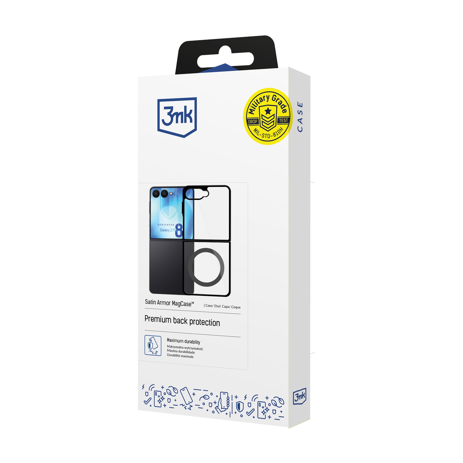 3mk Satin Armor Case+ Flip -kotelo Samsung Galaxy Z Flip 8:lle – läpinäkyvä