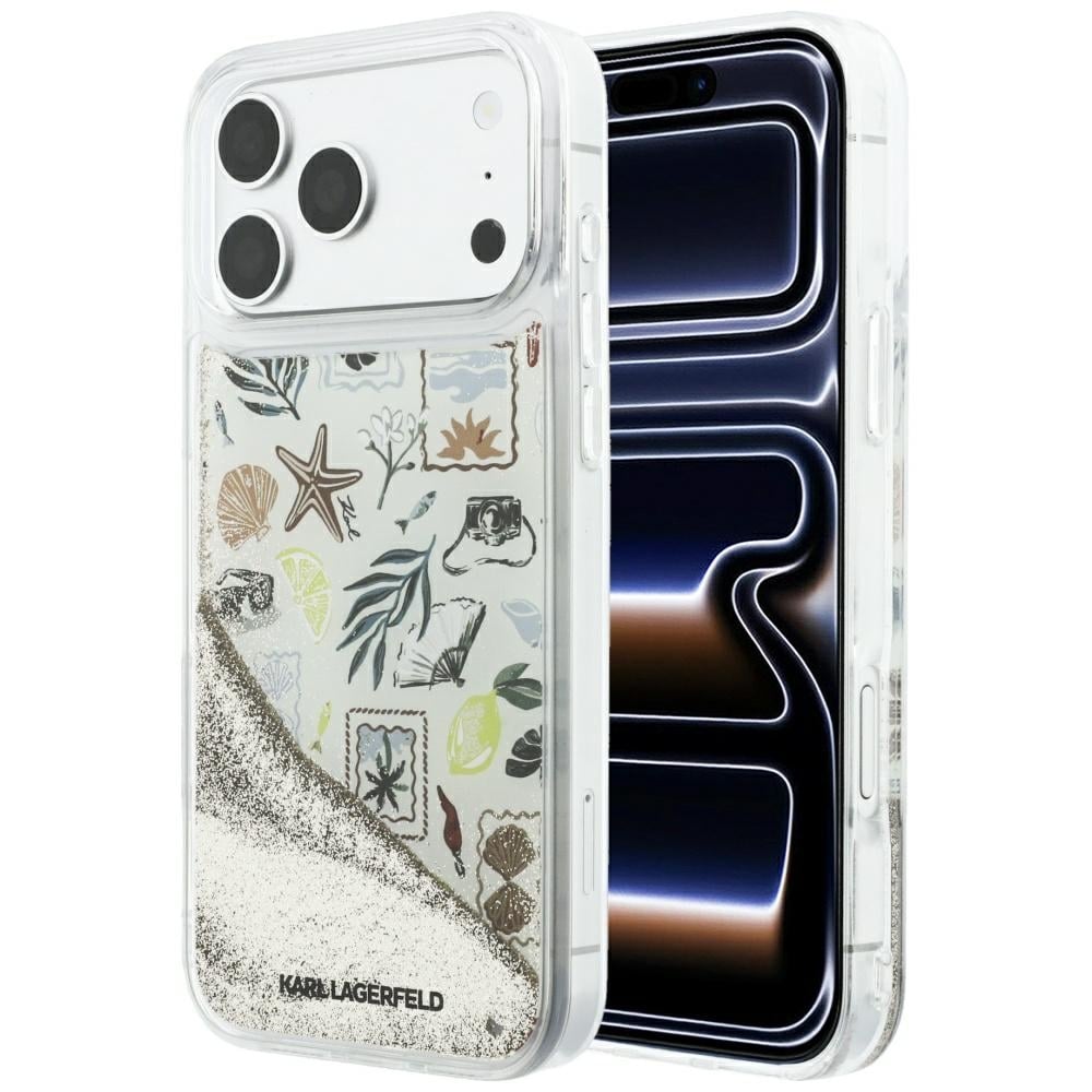 Karl Lagerfeld Liquid Glitter Beach & Sand -suojakotelo iPhone 17 Pro Max / 18 Pro Max - Beige