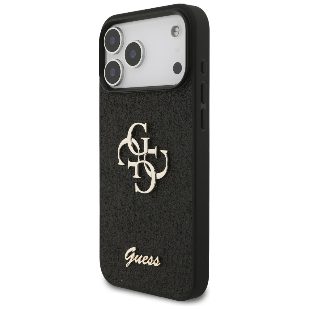 Guess Fixed Glitter Big 4G -suojakotelo iPhone 17 Pro Max / 18 Pro Max - Musta