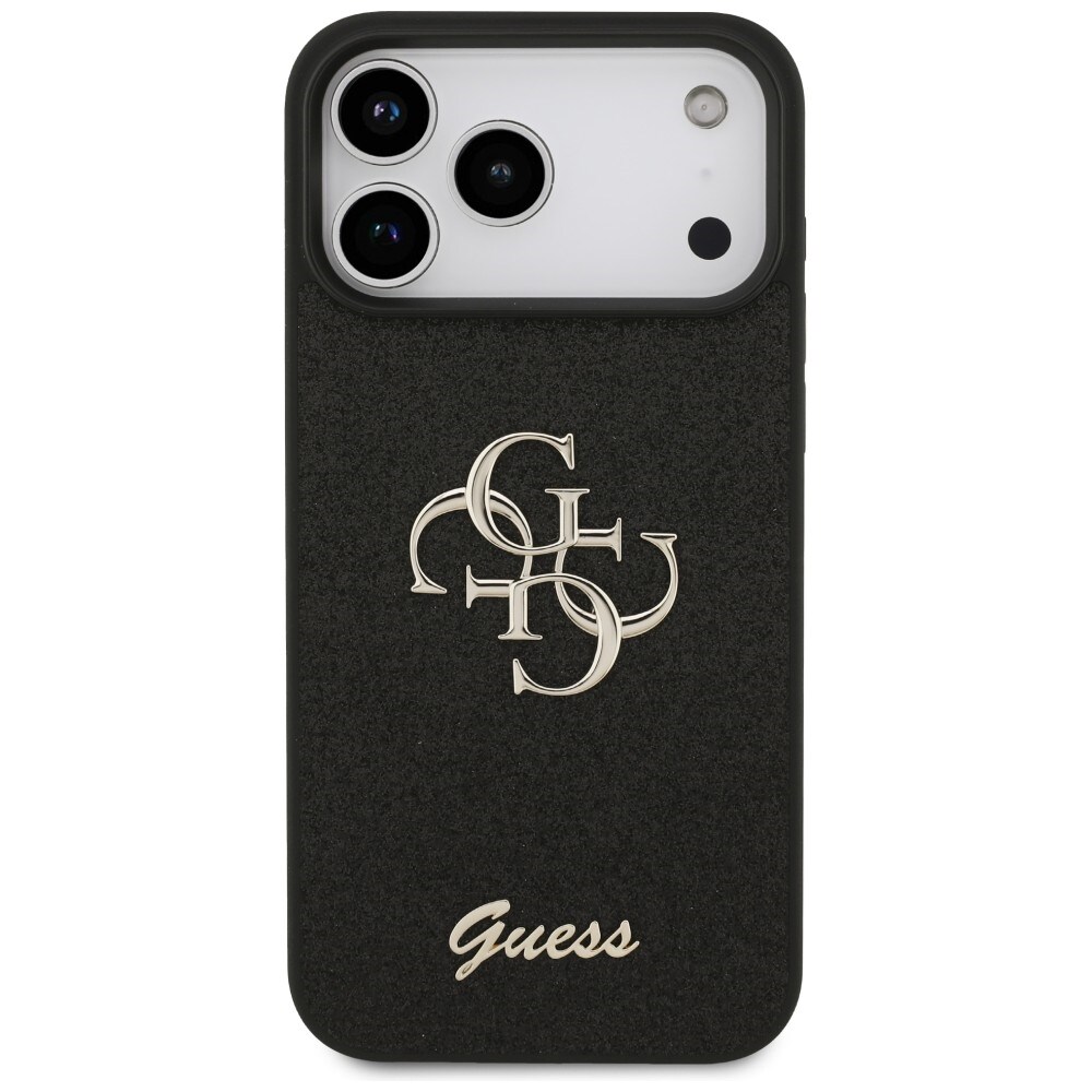 Guess Fixed Glitter Big 4G -suojakotelo iPhone 17 Pro Max / 18 Pro Max - Musta