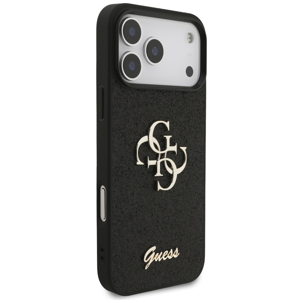 Guess Fixed Glitter Big 4G -suojakotelo iPhone 17 Pro Max / 18 Pro Max - Musta