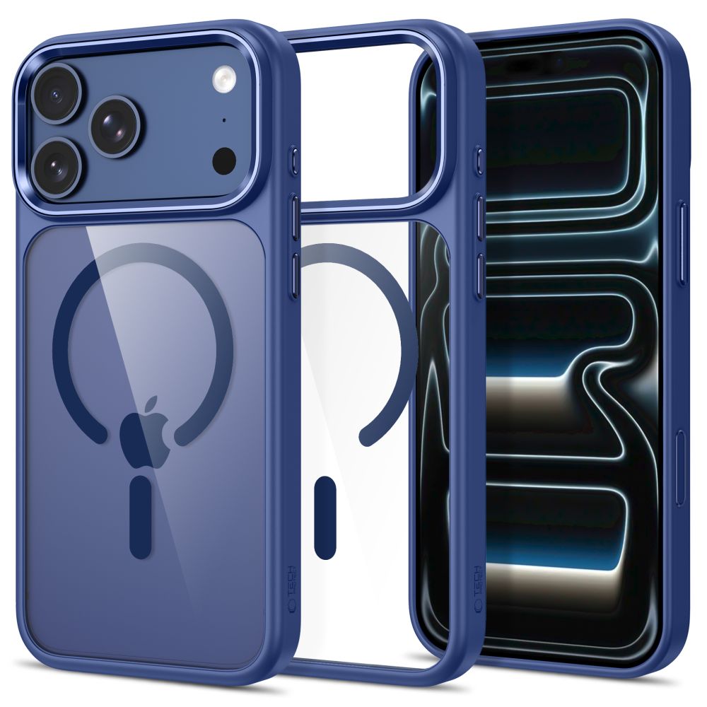Tech-Protect Magmat Magsafe CC -kotelo iPhone 17 Pro / 18 Pro - laivansininen ja läpinäkyvä