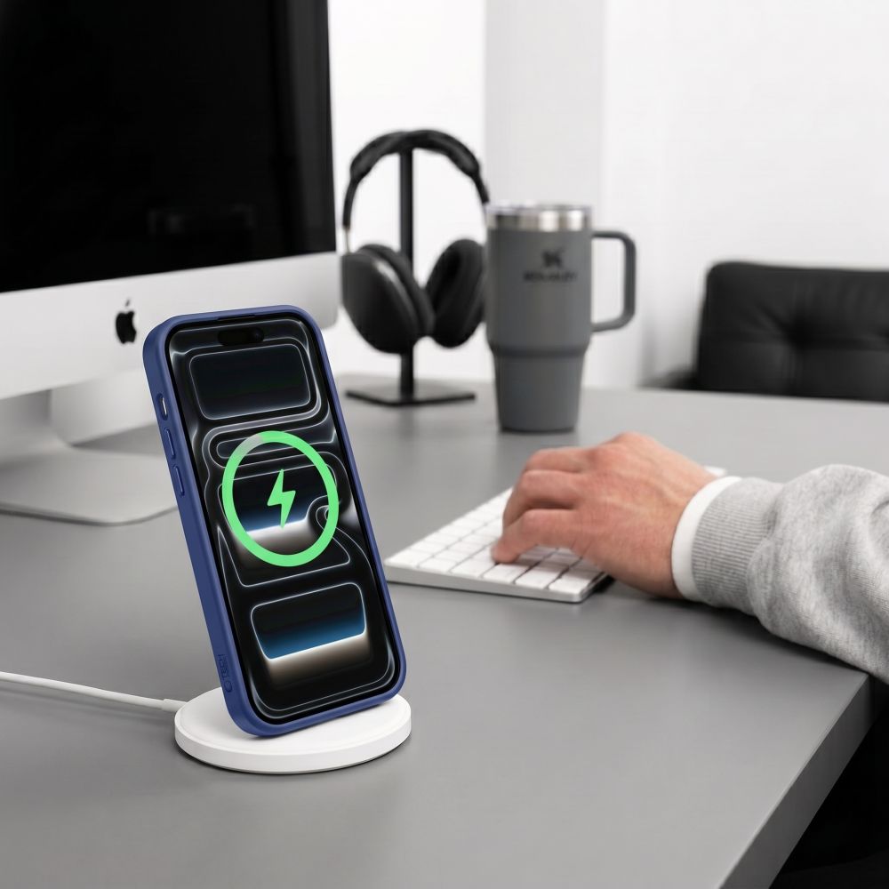 Tech-Protect Magmat Magsafe CC -kotelo iPhone 17 Pro / 18 Pro - laivansininen ja läpinäkyvä
