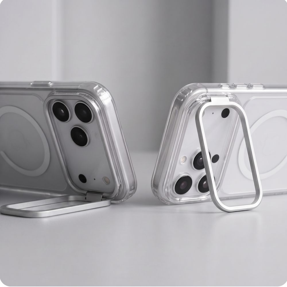 Tech-Protect MagStand MagSafe CC -suojakotelo iPhone 18 Pro Maxille / 17 Pro Maxille – läpinäkyvä