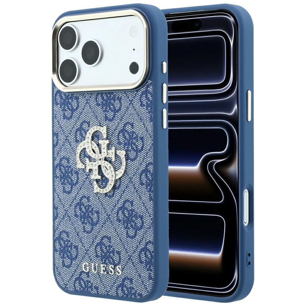 Guess 4G & Big Strass -logokotelo iPhone 18 Pro / 17 Pro:lle – sininen