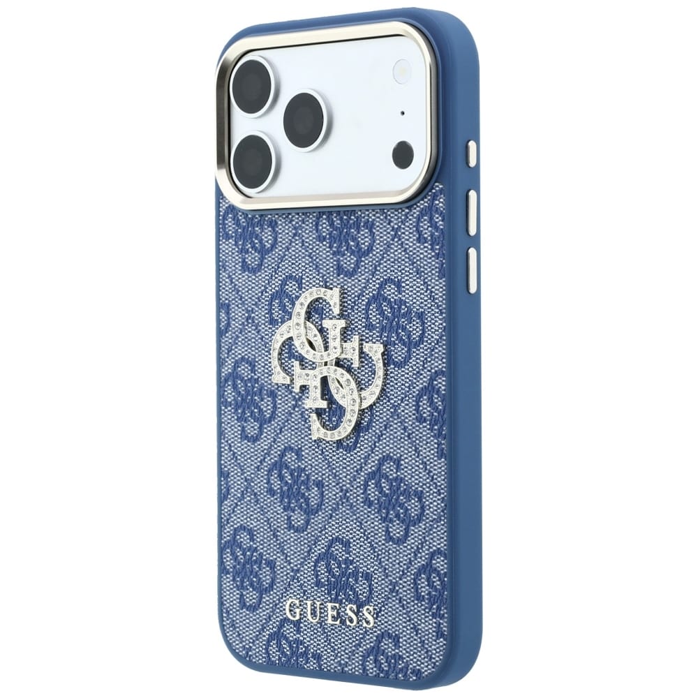 Guess 4G & Big Strass -logokotelo iPhone 18 Pro / 17 Pro:lle – sininen
