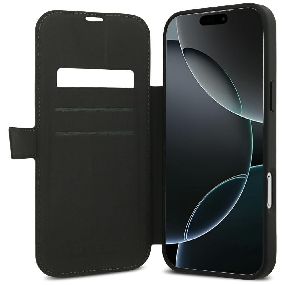 Guess Book 4G -metallilogokotelo iPhone 18 Pro Max / 17 Pro Max -ruskea