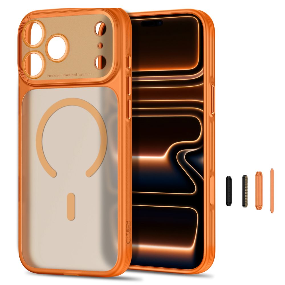 Tech-Protect MagPrime MagSafe CC -kotelo iPhone 18 Pro / 17 Pro - mattapintainen oranssi