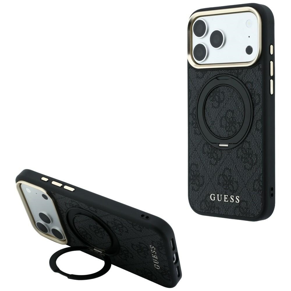 Guess Ring Stand 360 4G Classic Logo MagSafe -kotelo iPhone 17 Pro / 18 Pro - Musta