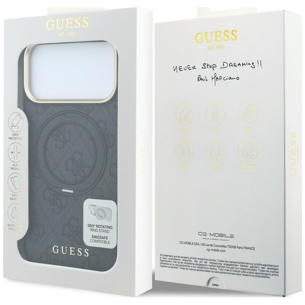 Guess Ring Stand 360 4G Classic Logo MagSafe -kotelo iPhone 17 Pro / 18 Pro - Musta