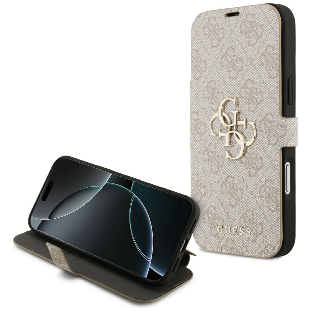 Guess Book 4G -metallilogokotelo iPhone 18 Pro Max / 17 Pro Max - vaaleanpunainen