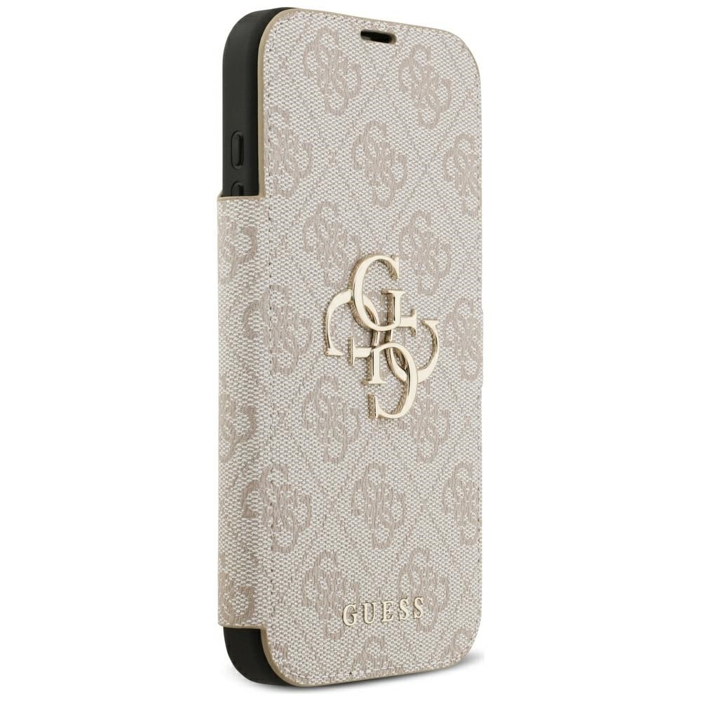 Guess Book 4G -metallilogokotelo iPhone 18 Pro Max / 17 Pro Max - vaaleanpunainen
