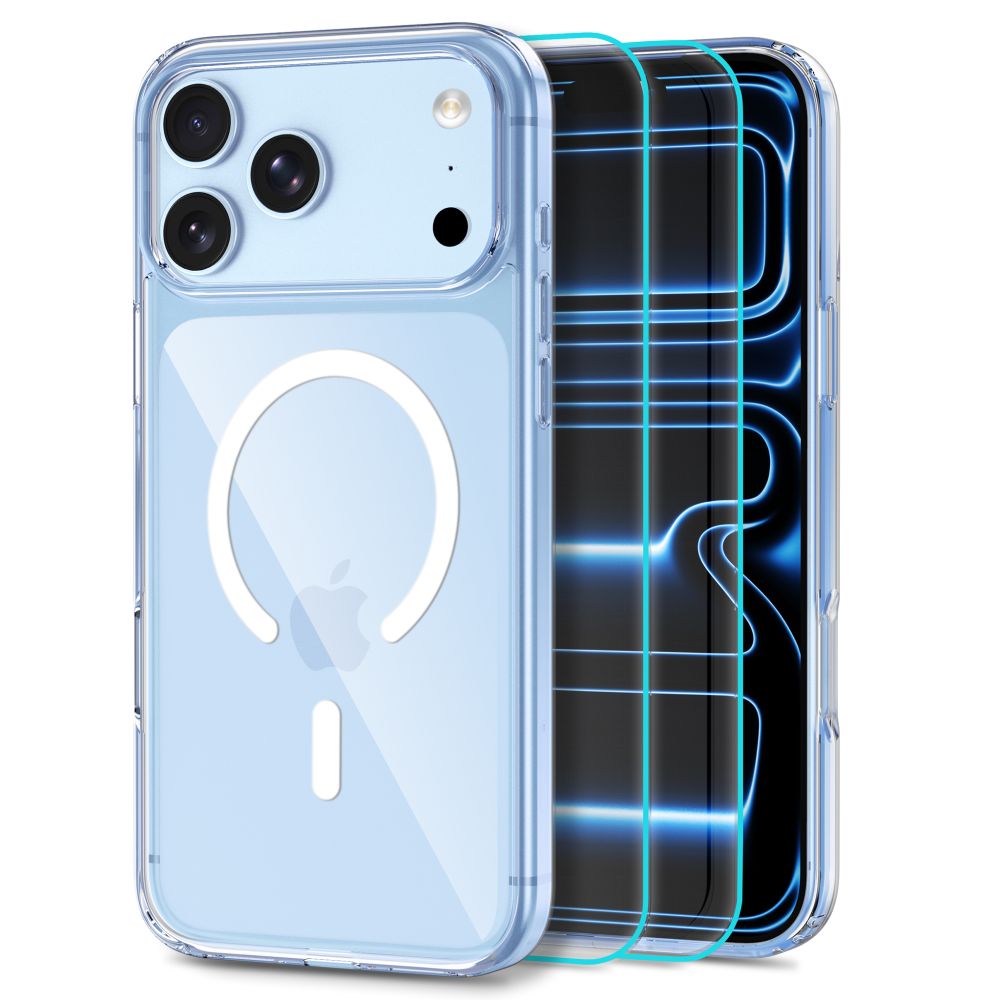 Tech-Protect FlexAir Hybrid MagSafe -suojakotelo + Glass Fit+ lasi (2 kpl) iPhone 18/17 Pro kirkas