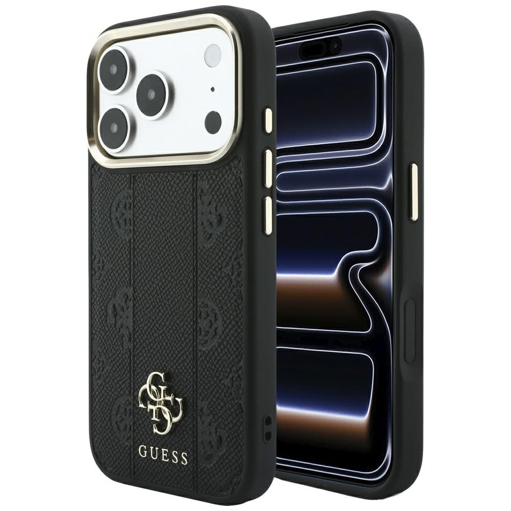 Guess Stripe Peony 4G Logo MagSafe -suojakotelo iPhone 17 Pro Max / 18 Pro Max - Musta