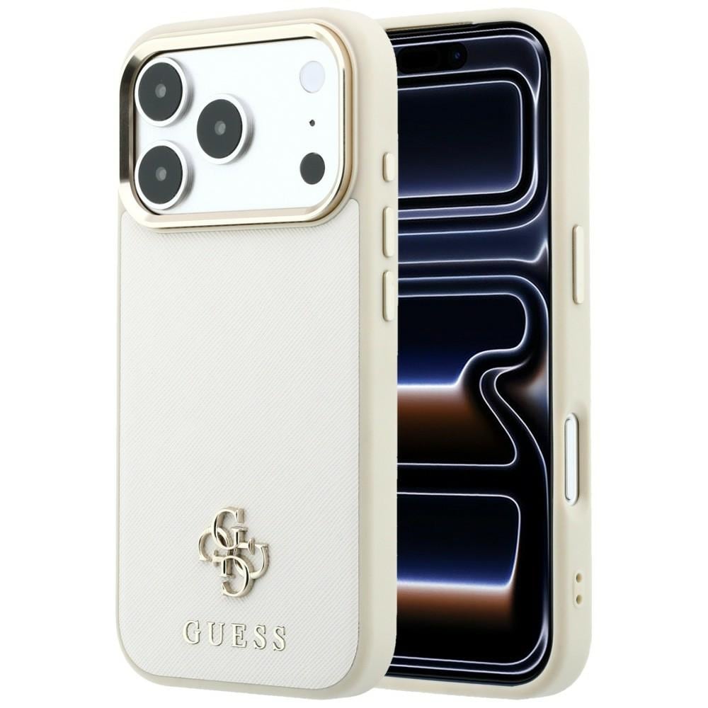 Guess Saffiano Small 4G & Classic Logo MagSafe -suojakotelo iPhone 17/18 Pro Max – beige