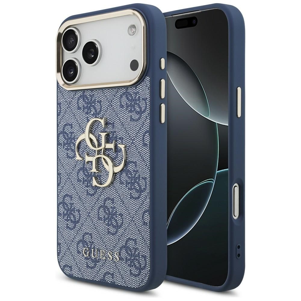 Guess 4G Big 4G Classic -logokotelo iPhone 18 Pro Max / 17 Pro Max - sininen ja kultainen