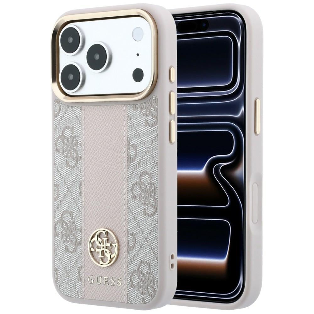 Guess 4G MagSafe-kotelo Stripe Round & Classic -logoilla iPhone 17/18 Pro Max - vaaleanpunainen