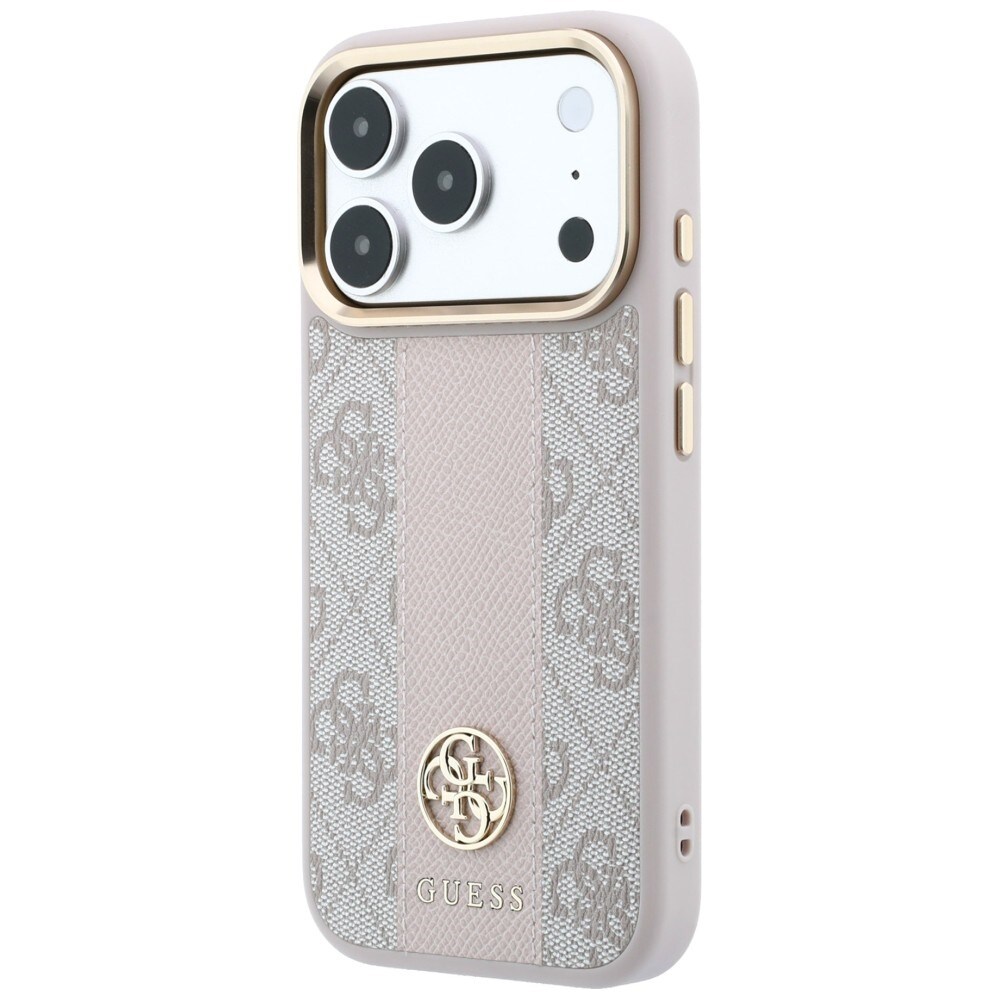 Guess 4G MagSafe-kotelo Stripe Round & Classic -logoilla iPhone 17/18 Pro Max - vaaleanpunainen
