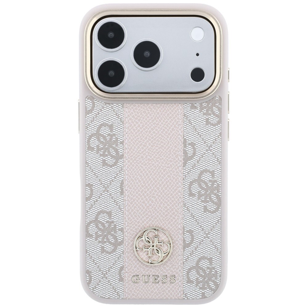 Guess 4G MagSafe-kotelo Stripe Round & Classic -logoilla iPhone 17/18 Pro Max - vaaleanpunainen